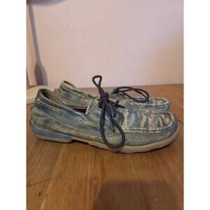 Twisted X Womens Distressed Tiger Print Short Driving Moccasins Leather Size 8